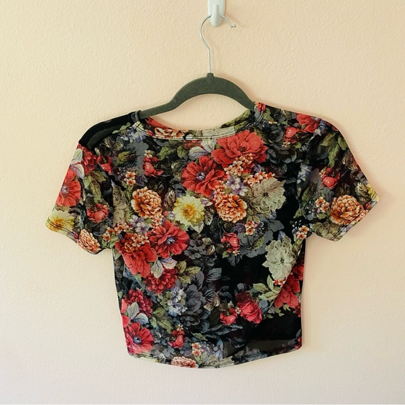 Lot Ginger G Cottagecore Romantic Sheer Floral Mesh Crop Tshirts - Picture 6 of 13